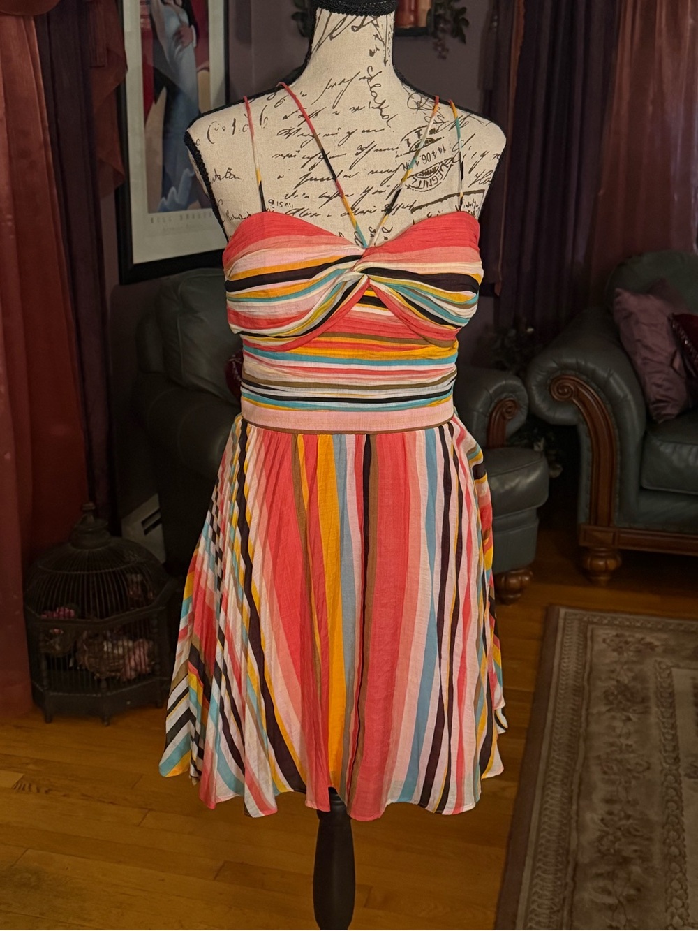 Robertson + Rodeo Retro Stripe Twist Front Sundress | Size Medium
